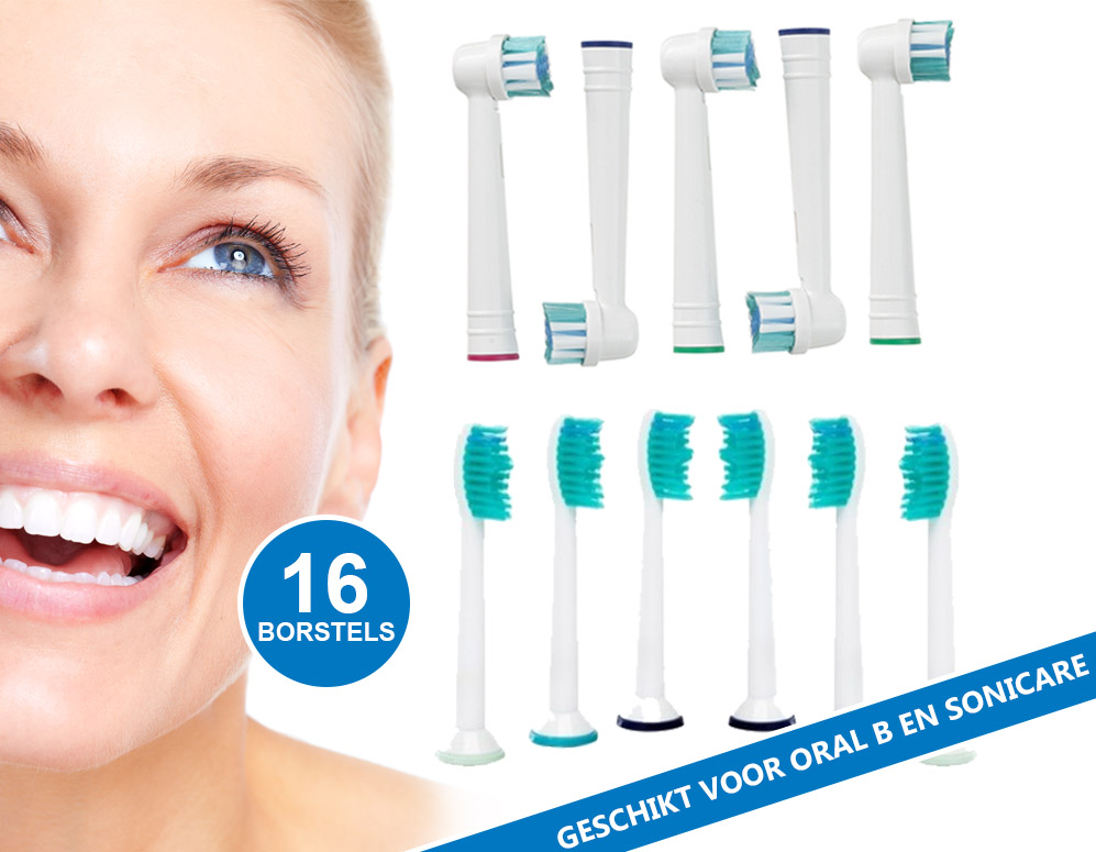 Click to Buy - 16-Pack Opzetborsteltjes (o.a voor Oral-B en Sonicare Click to Buy - 16-Pack Opzetborsteltjes (o.a voor Oral-B en Sonicare