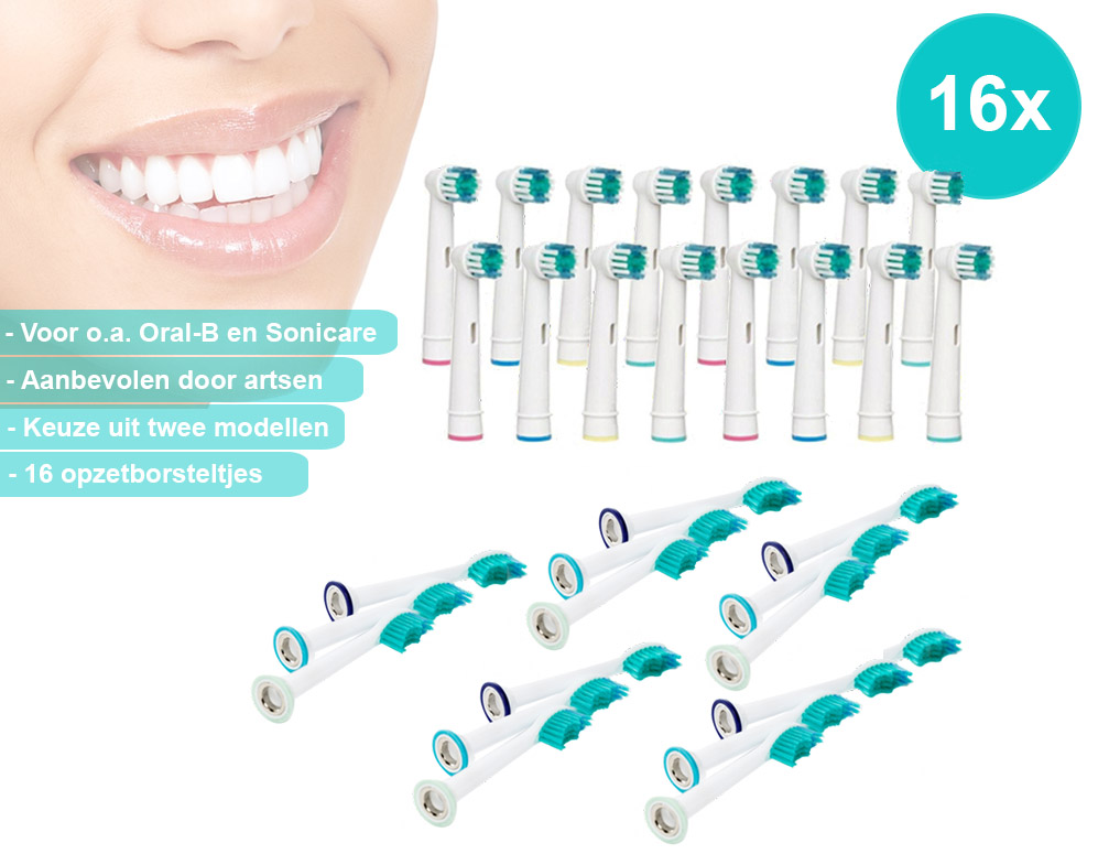 Click to Buy - 16x Opzetborsteltjes (o.a voor Oral-B en Sonicare) Click to Buy - 16x Opzetborsteltjes (o.a voor Oral-B en Sonicare)