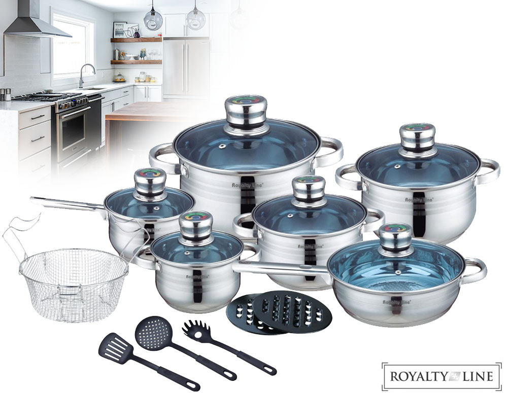 Click to Buy - 18-delige Royalty Line Pannenset met Kookaccessoires Click to Buy - 18-delige Royalty Line Pannenset met Kookaccessoires