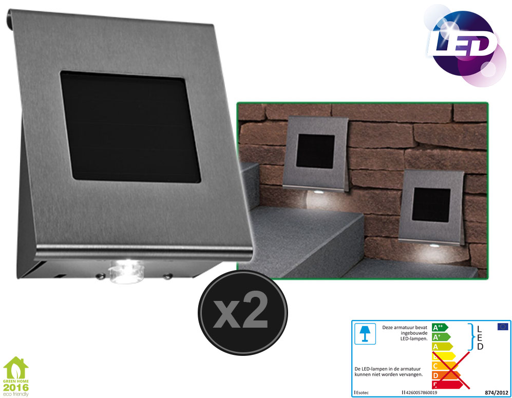 Click to Buy - 2 RVS Solar LED Wandstralers Click to Buy - 2 RVS Solar LED Wandstralers