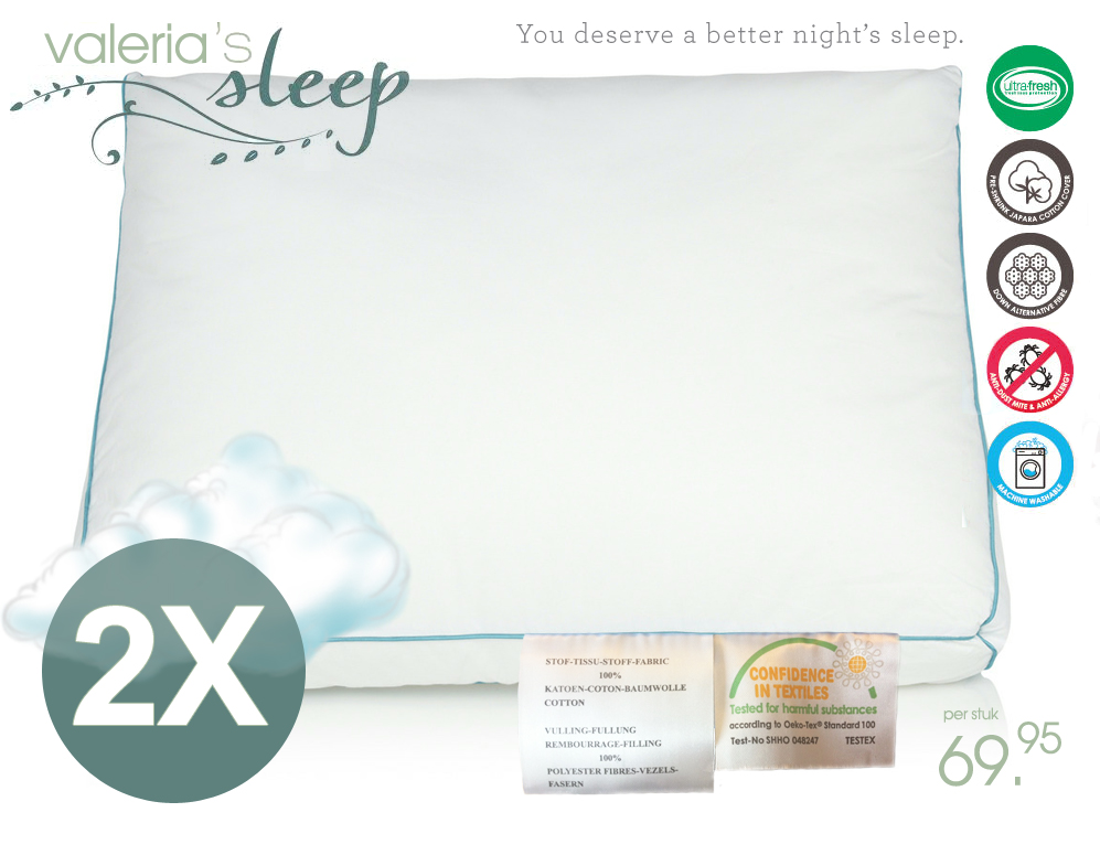 Click to Buy - 2 stuks Valeria's Sleep Hoofdkussen Click to Buy - 2 stuks Valeria's Sleep Hoofdkussen