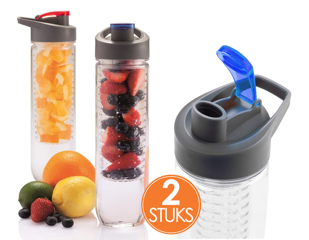 Click to Buy - 2-pack Benson Fruitfles met handige drinkdop Click to Buy - 2-pack Benson Fruitfles met handige drinkdop