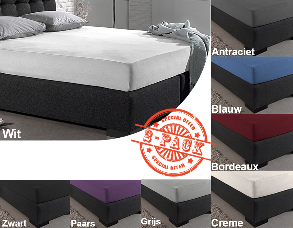 Click to Buy - 2-pack Luxe 100% Katoenen Jersey Hoeslakens Click to Buy - 2-pack Luxe 100% Katoenen Jersey Hoeslakens