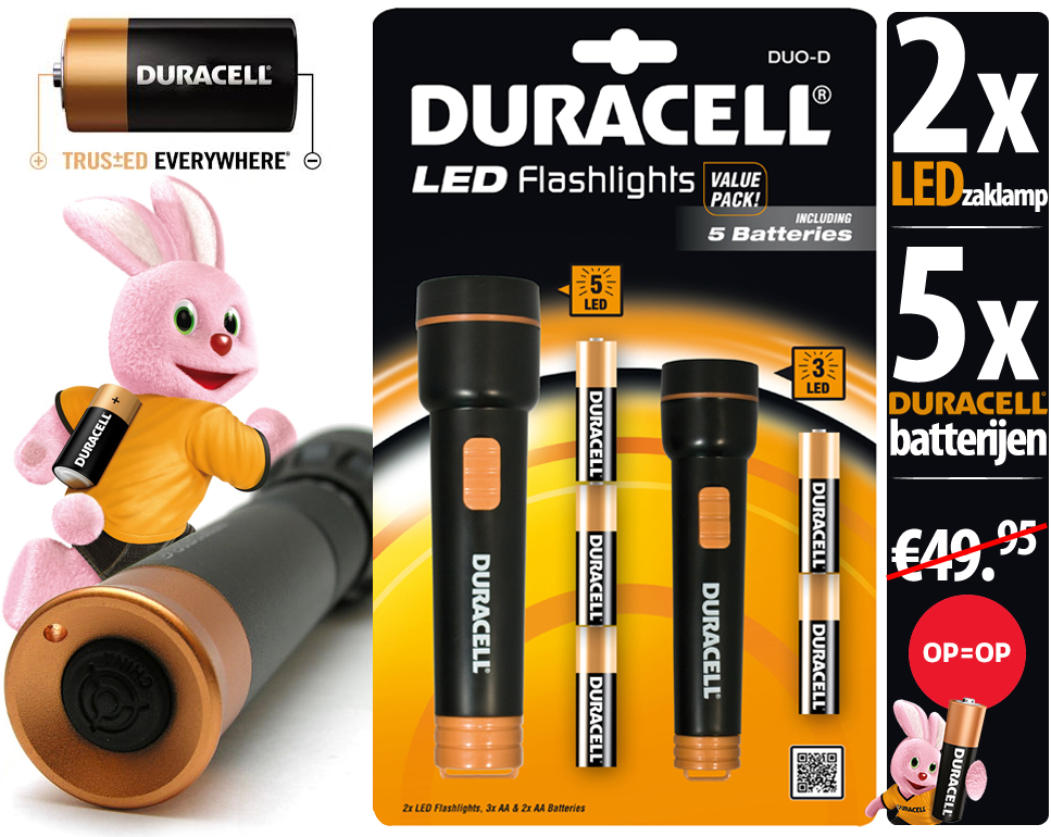 Click to Buy - 2x LED Duracell  Zaklamp + 5x Batt