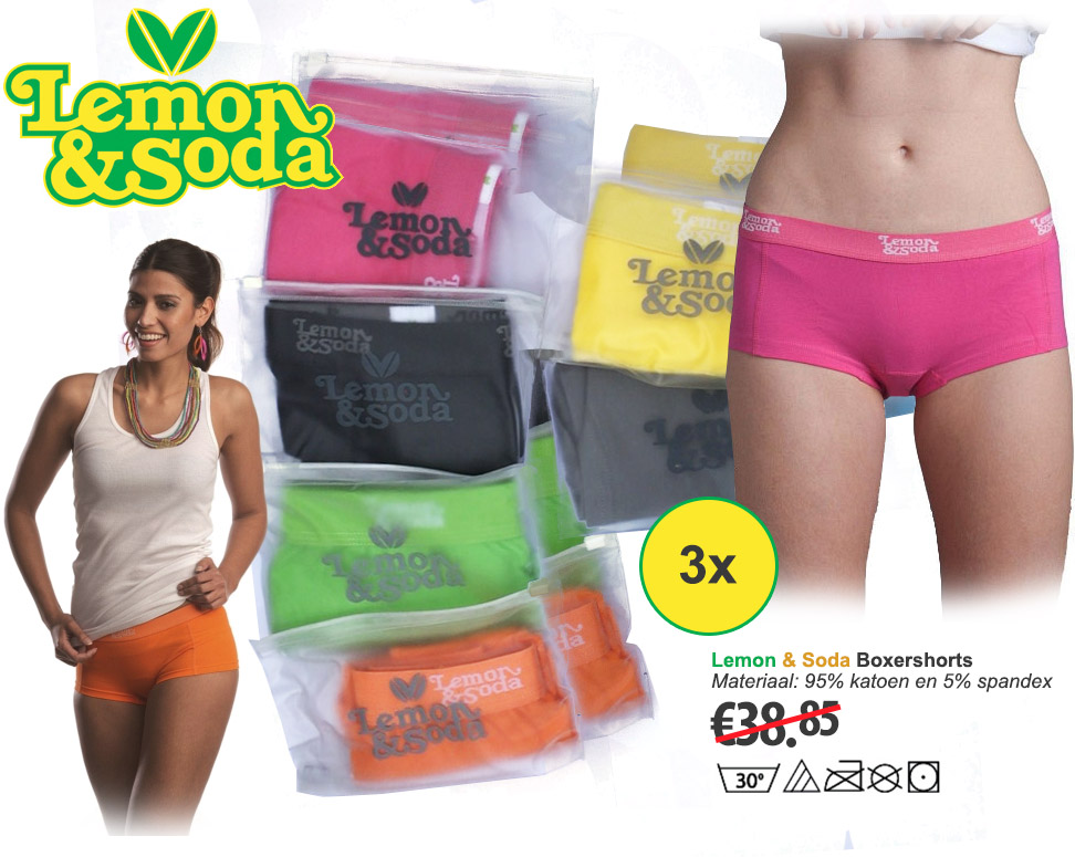 Click to Buy - 3 x Lemon & Soda boxershorts voor haar! Click to Buy - 3 x Lemon & Soda boxershorts voor haar!