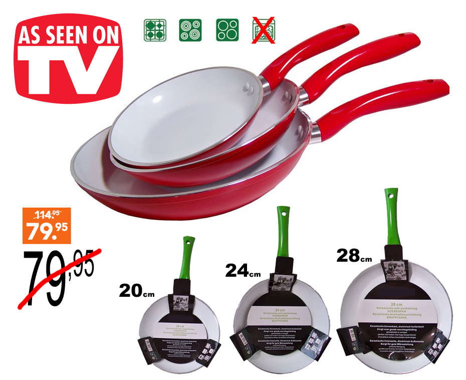 Click to Buy - 3-delige Keramische Pannenset Click to Buy - 3-delige Keramische Pannenset