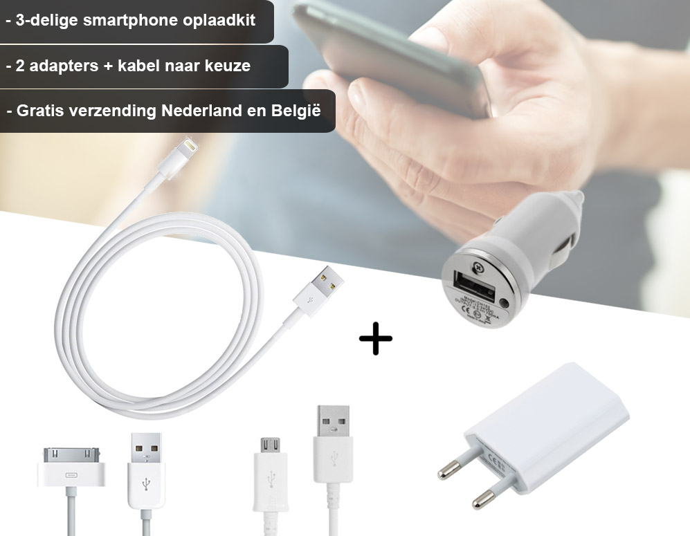 Click to Buy - 3-delige Smartphone Oplaadkit Click to Buy - 3-delige Smartphone Oplaadkit