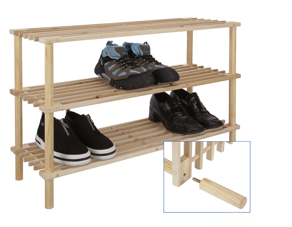 Click to Buy - 3-laags Houten Schoenenrek Click to Buy - 3-laags Houten Schoenenrek