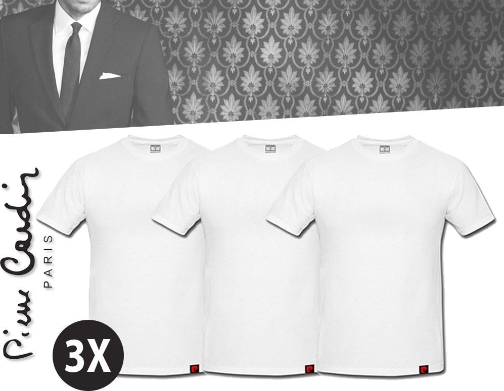 Click to Buy - 3-pack Pierre Cardin Heren T-shirt WIT Click to Buy - 3-pack Pierre Cardin Heren T-shirt WIT