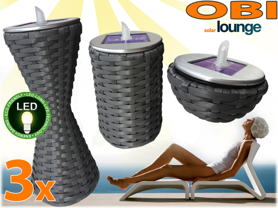 Click to Buy - 3-stuks LED Solar Tuinlampset Rotan Click to Buy - 3-stuks LED Solar Tuinlampset Rotan