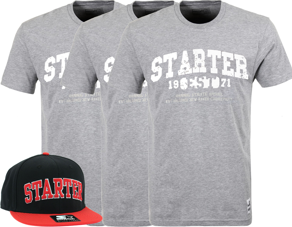 Click to Buy - 3x T-shirt Starter | Team Brand Shirt Grey Click to Buy - 3x T-shirt Starter | Team Brand Shirt Grey