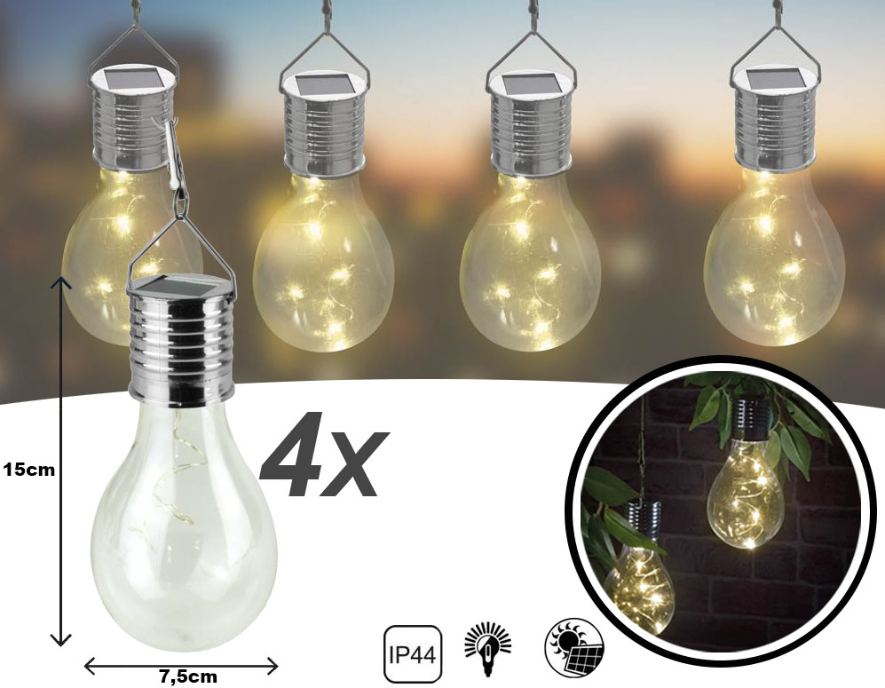 Click to Buy - 4 Sfeervolle Solar LED Gloeilampen Click to Buy - 4 Sfeervolle Solar LED Gloeilampen