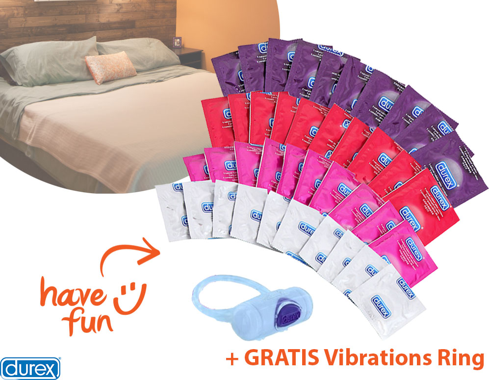 Click to Buy - 40-delig Durex Fun Pakket met Play Vibrations Ring