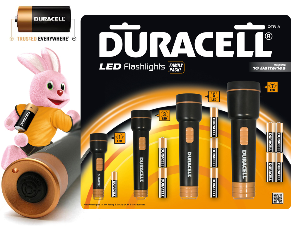 Click to Buy - 4x LED Duracell  Zaklamp + 10 batterijen