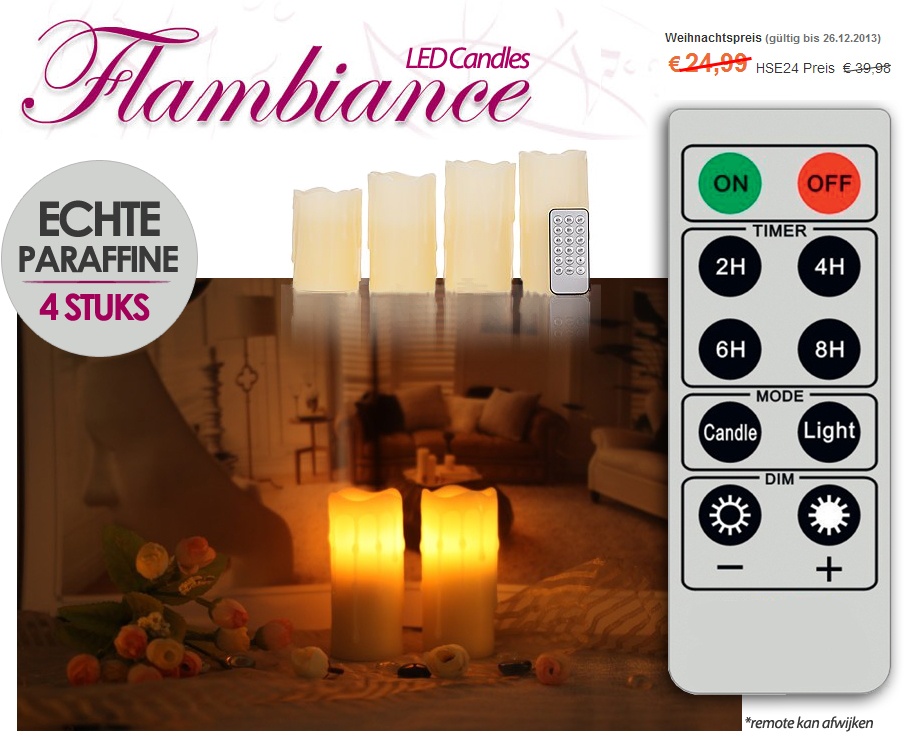 Click to Buy - 4x LED Kaarsen met Afstandsbediening Click to Buy - 4x LED Kaarsen met Afstandsbediening