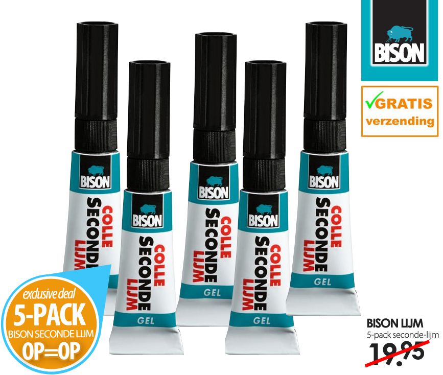 Click to Buy - 5-Pack Bison Seconde Lijm (OP=OP) Click to Buy - 5-Pack Bison Seconde Lijm (OP=OP)