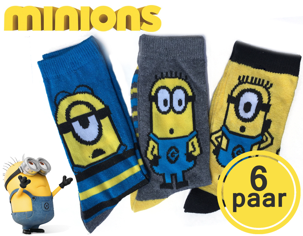 Click to Buy - 6 paar Minions sokken Click to Buy - 6 paar Minions sokken
