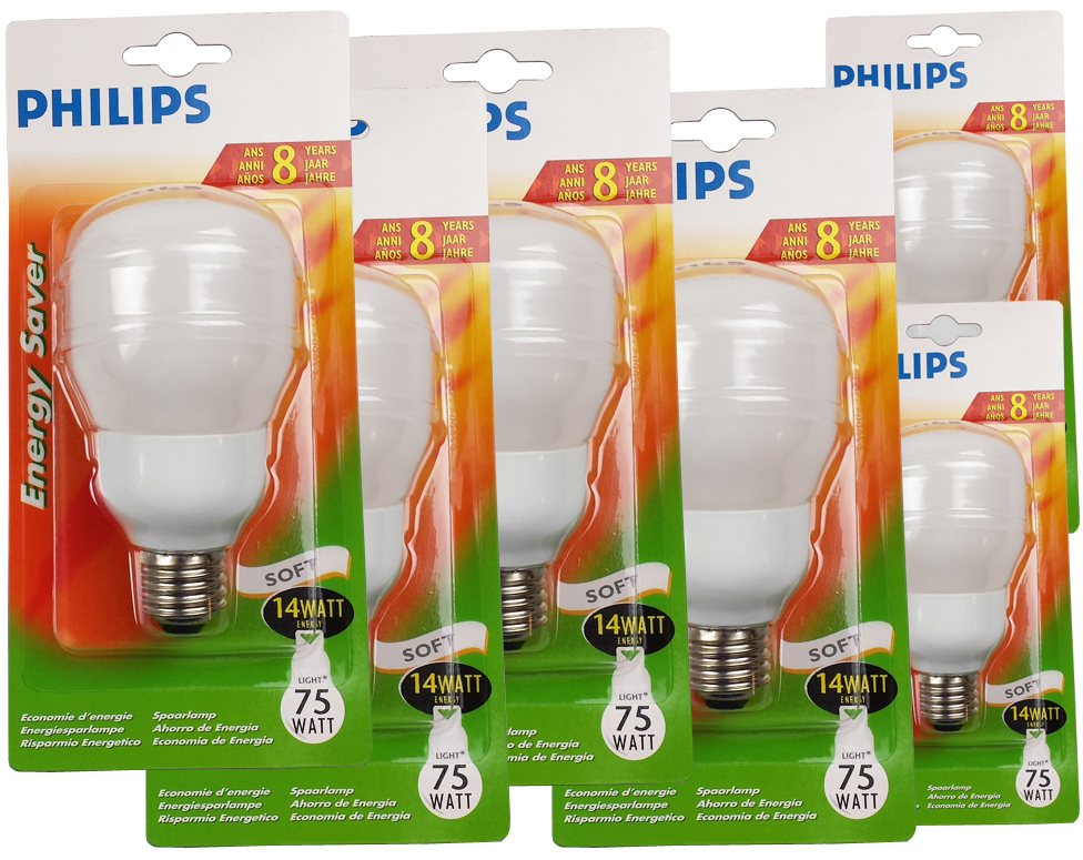 Click to Buy - 6 Philips Ambiance Spaarlampen (5W / 14W)
