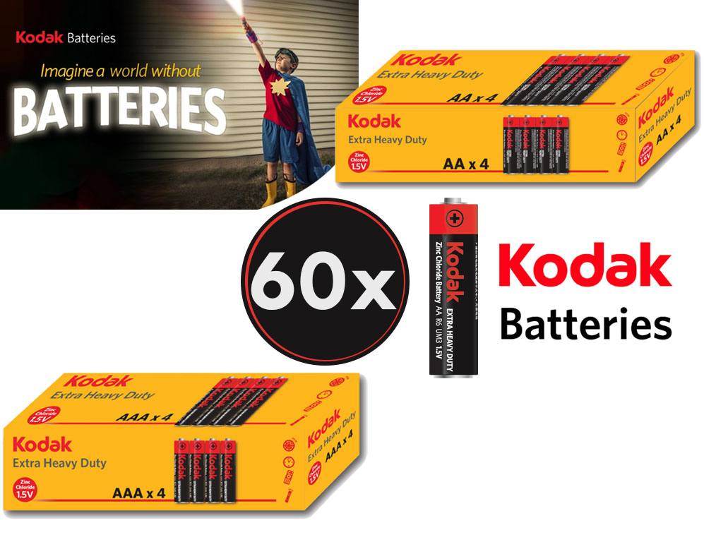 Click to Buy - 60 Stuks Kodak Extra Heavy Duty Batterijen