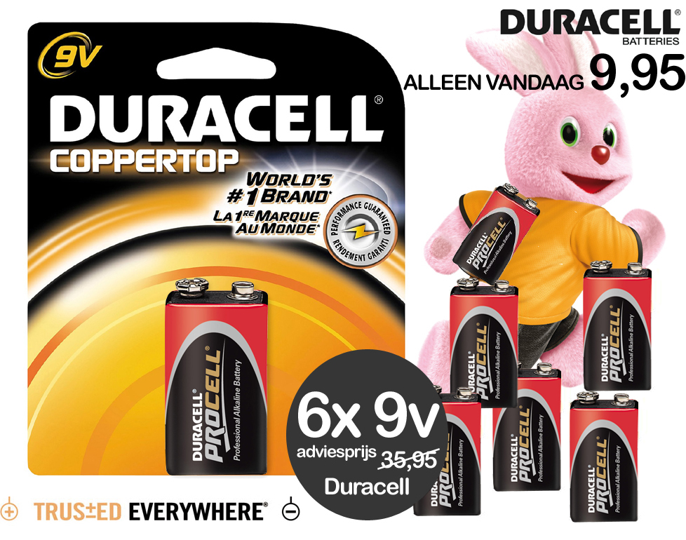 Click to Buy - 6x Duracell 9 volt Batterijen (Blok)