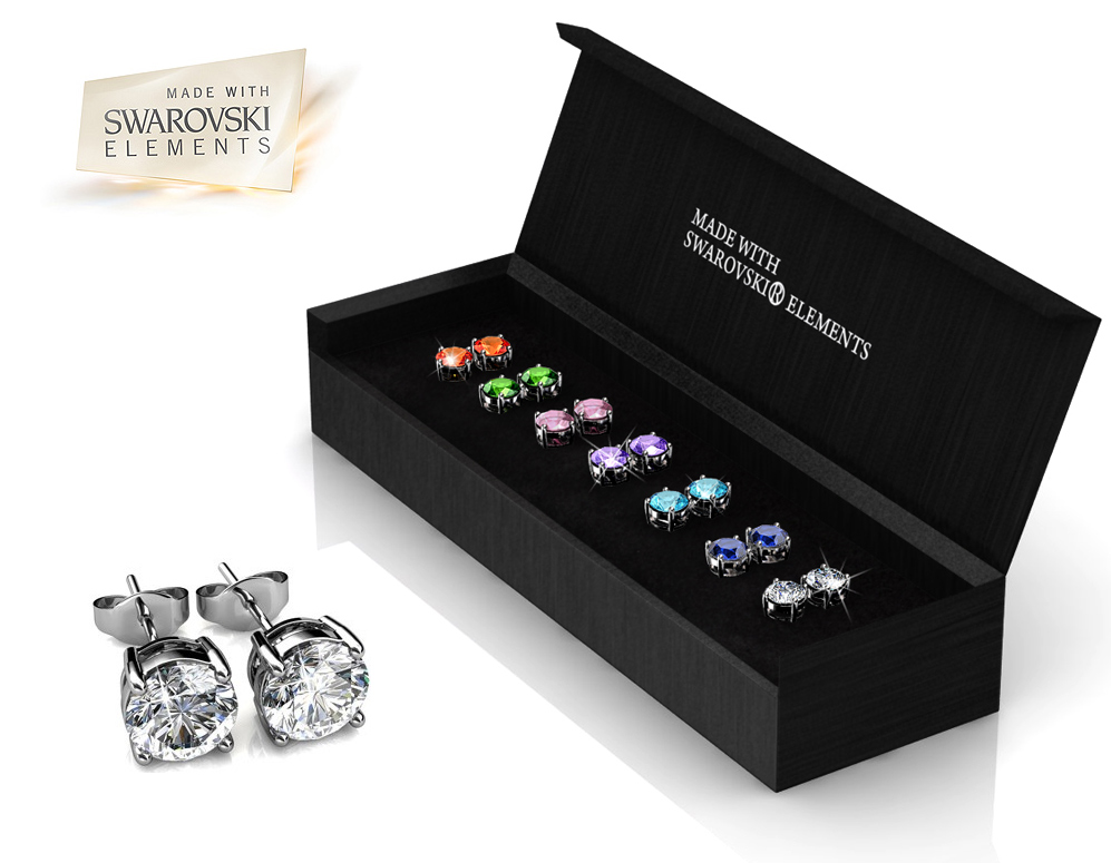 Click to Buy - 7 paar oorbellen met Swarovski Elements Click to Buy - 7 paar oorbellen met Swarovski Elements