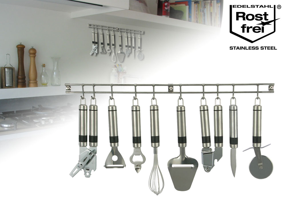 Click to Buy - 9-delige Keukenset Inclusief Wandstang Click to Buy - 9-delige Keukenset Inclusief Wandstang