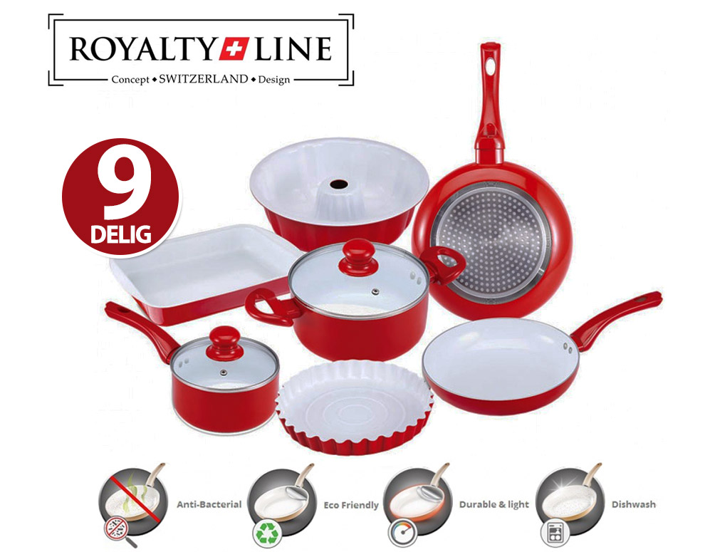 Click to Buy - 9-delige Royal Switzerland Keramische Kookset