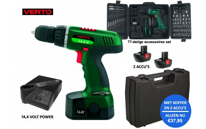Click to Buy - Accu Boormachine met Koffer 77-delig Click to Buy - Accu Boormachine met Koffer 77-delig