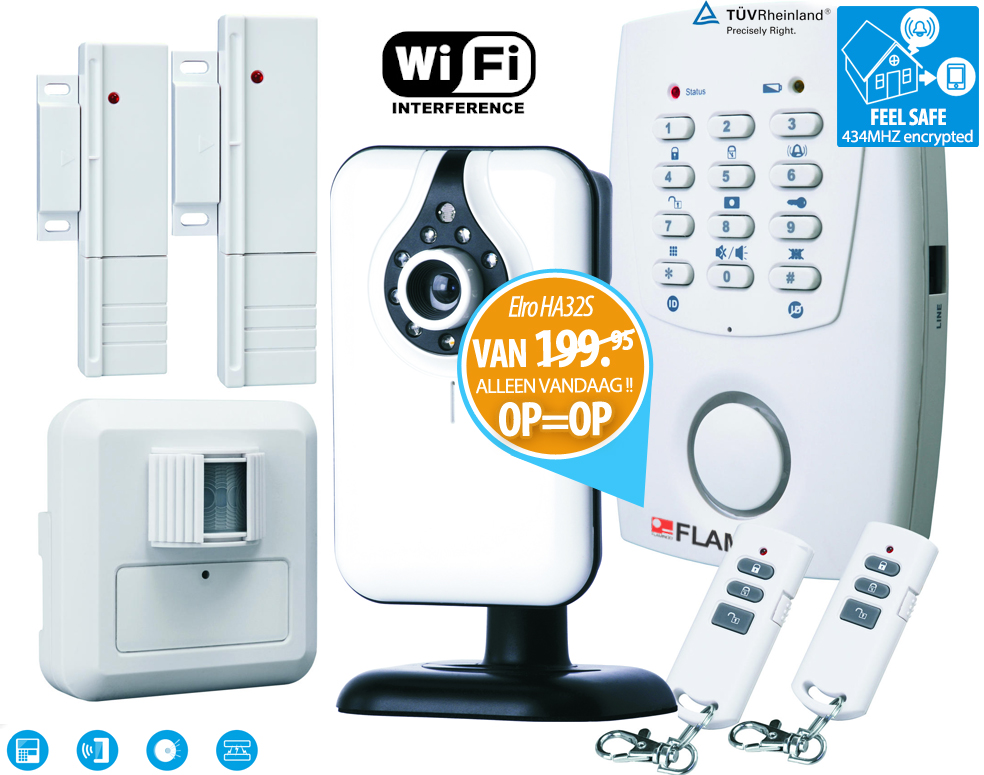 Click to Buy - Alarmsysteem Flamingo HA32S (Draadloos) + WiFi IP Camera voor 10 euro Extra Click to Buy - Alarmsysteem Flamingo HA32S (Draadloos) + WiFi IP Camera voor 10 euro Extra