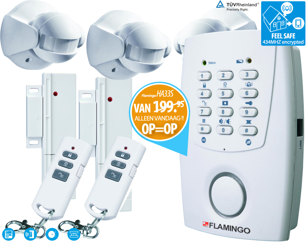 Click to Buy - Alarmsysteem Flamingo HA33S (Draadloos) Click to Buy - Alarmsysteem Flamingo HA33S (Draadloos)