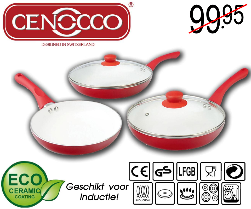 Click to Buy - Cenocco 5-delige Keramische Pannenset