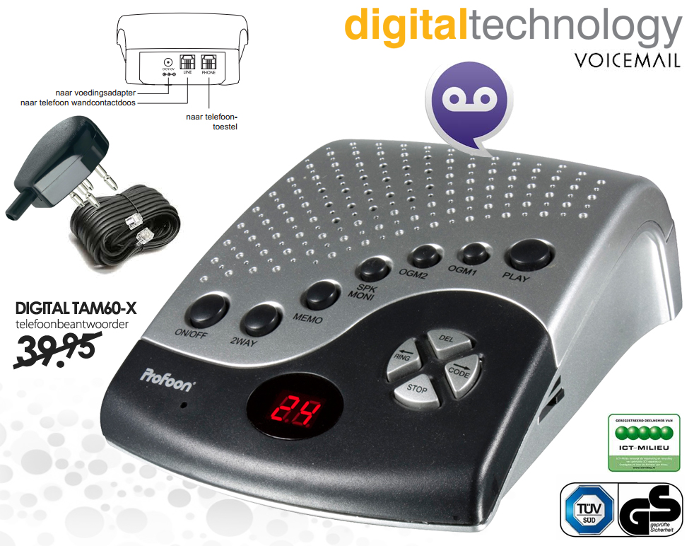 Click to Buy - Digitale Telefoonbeantwoorder | TAM-60 Click to Buy - Digitale Telefoonbeantwoorder | TAM-60