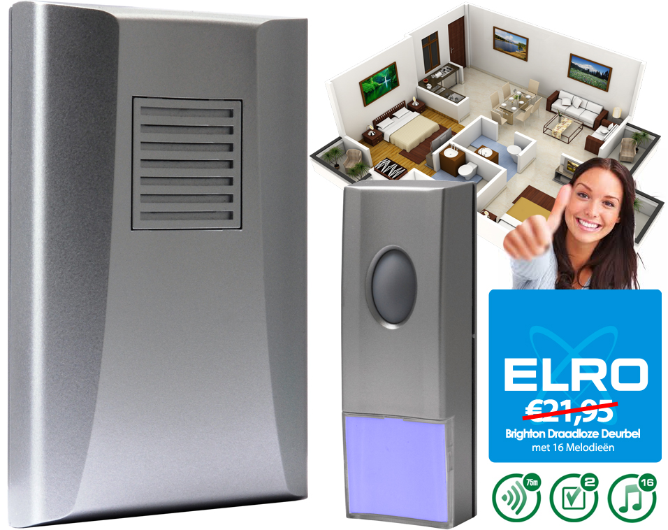 Click to Buy - Elro Draadloze Deurbel met 16 Melodieen Click to Buy - Elro Draadloze Deurbel met 16 Melodieen