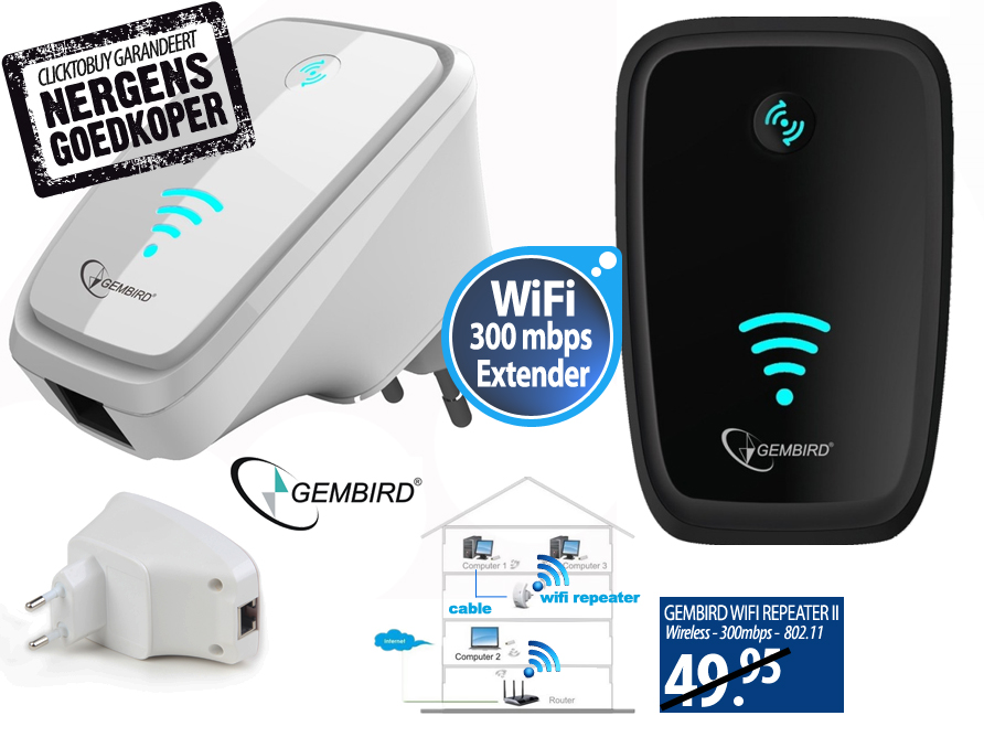 Click to Buy - Gembird WiFi Range Extender  (300mbps)