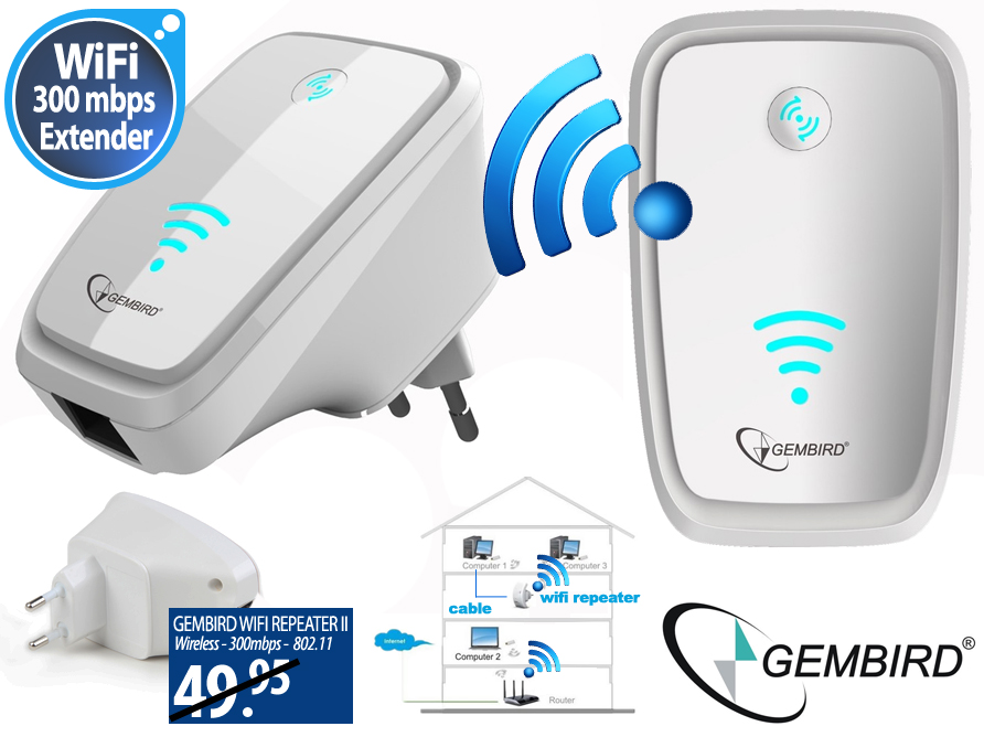 Click to Buy - Gembird WiFi Range Extender II