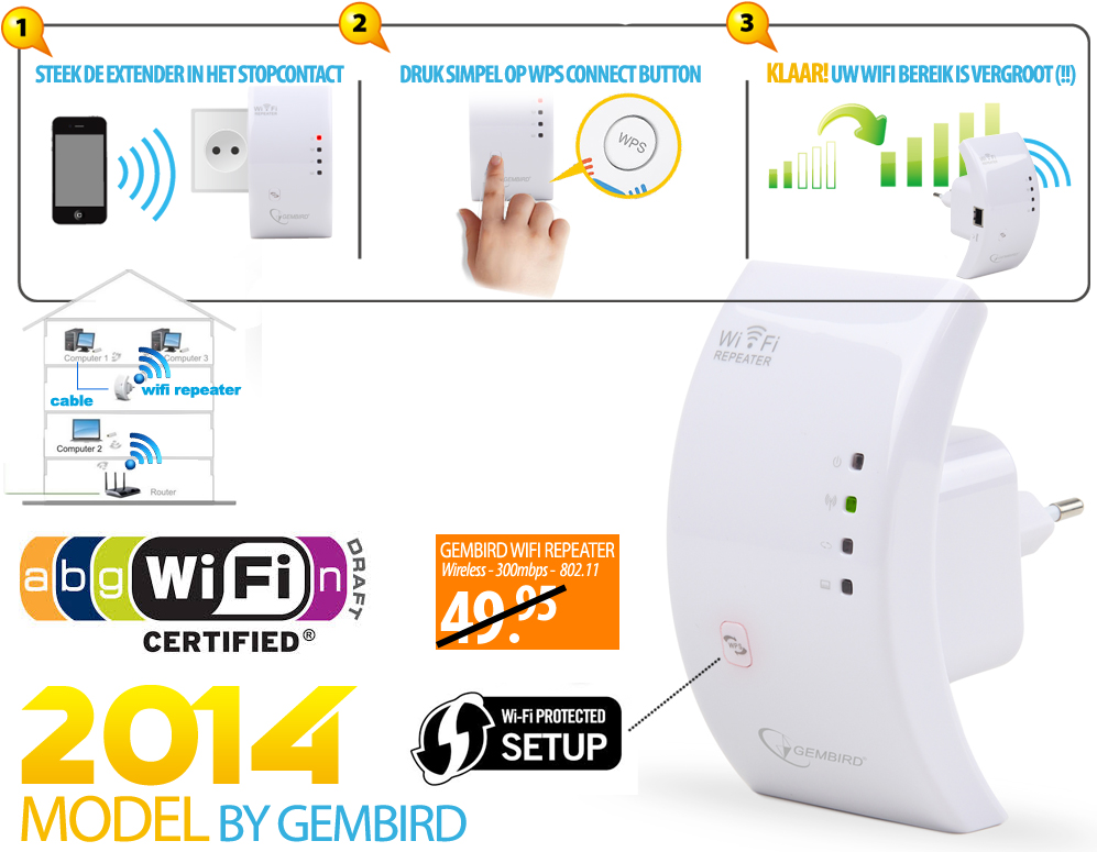 Click to Buy - Gembird WiFi Repeater (2014 Model)