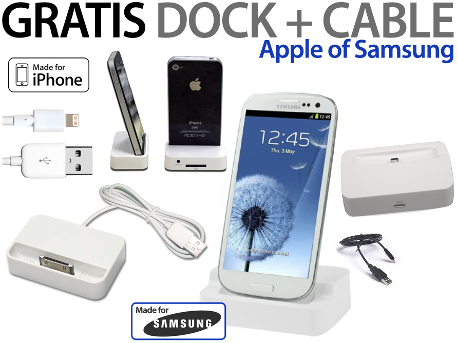 Click to Buy - GRATIS Docking voor Apple of Samsung Click to Buy - GRATIS Docking voor Apple of Samsung