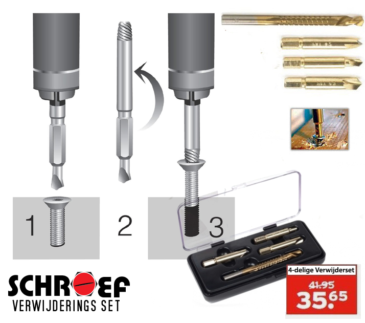 Click to Buy - GRATIS Schroef Verwijderingsset Click to Buy - GRATIS Schroef Verwijderingsset