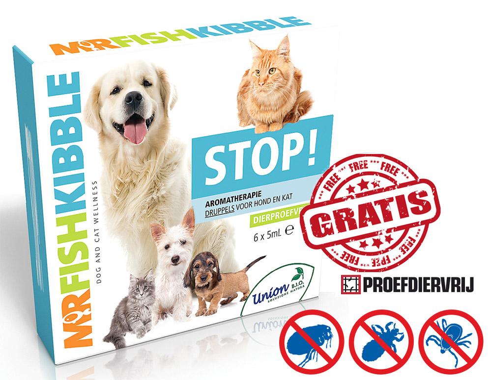 Click to Buy - Gratis uitproberen - MrFishKibble STOP! Anti vlooien en teken