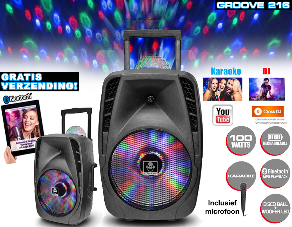 Click to Buy - Groove 216 Portable 100W Bluetooth Karaoke Machine Click to Buy - Groove 216 Portable 100W Bluetooth Karaoke Machine