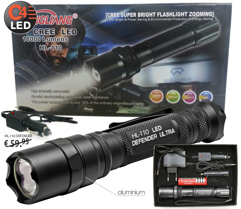 Click to Buy - HL-110 Ultra LED Flashlight Black Defender Series
