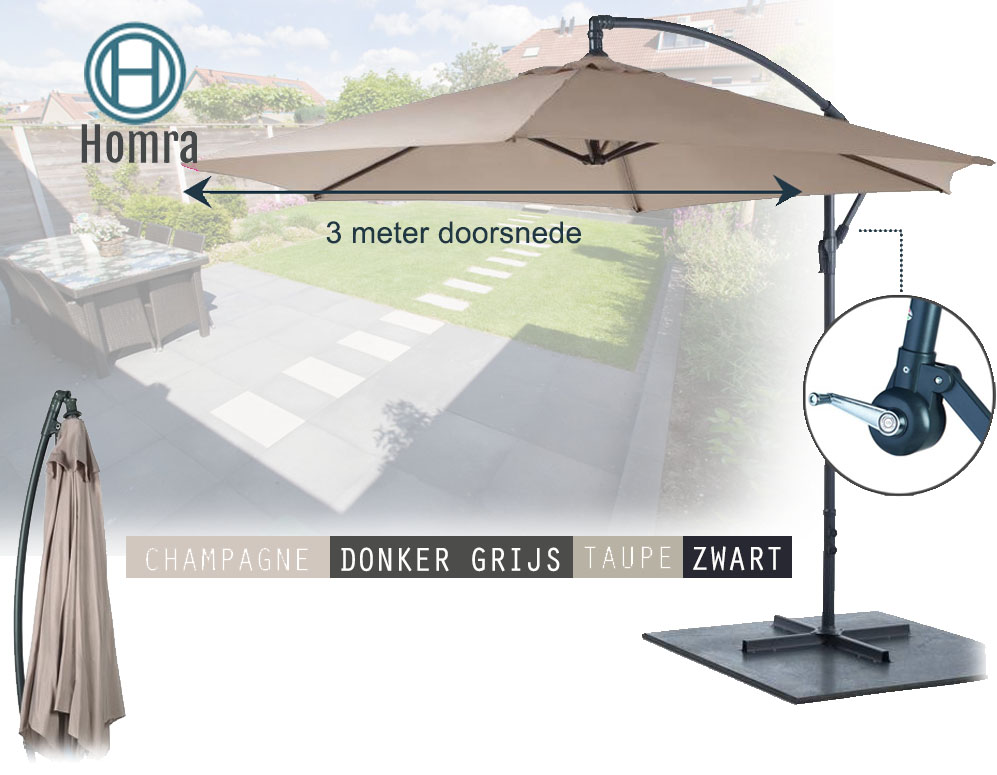 Click to Buy - Homra Hangparasol - Verkrijgbaar in 4 kleuren Click to Buy - Homra Hangparasol - Verkrijgbaar in 4 kleuren