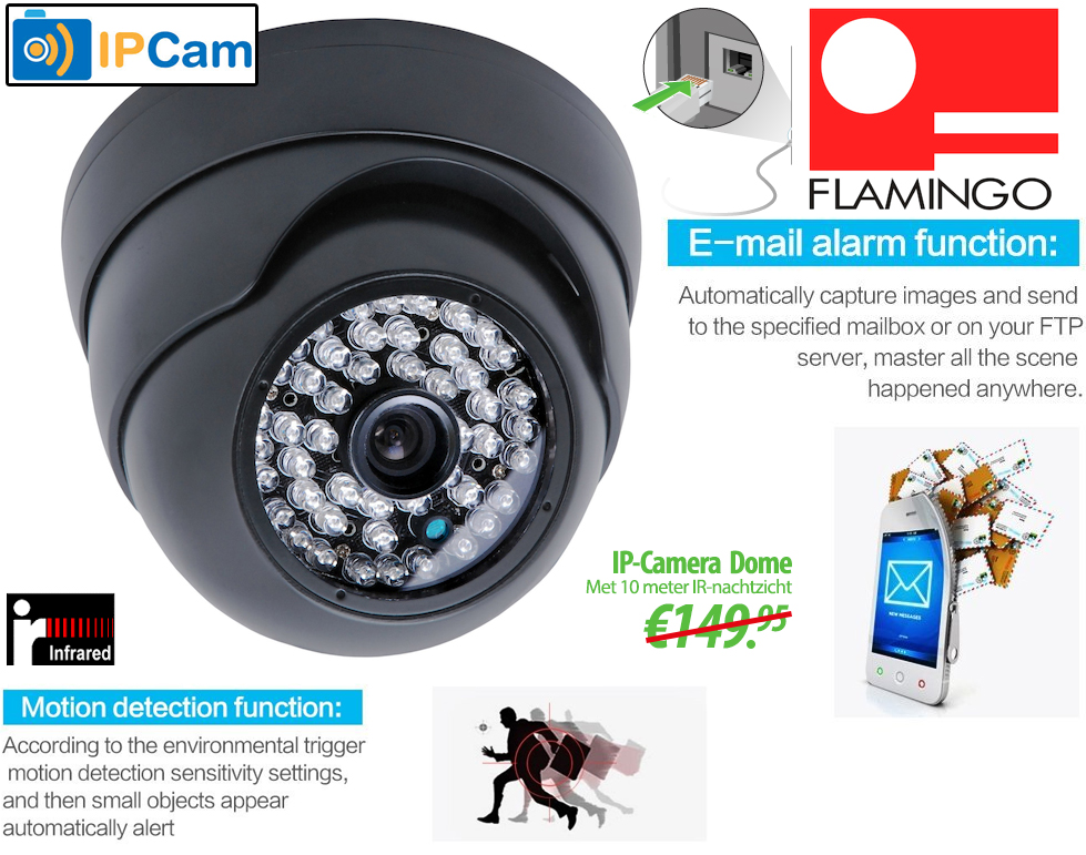 Click to Buy - IP LAN Dome Camera met Infrarood Click to Buy - IP LAN Dome Camera met Infrarood
