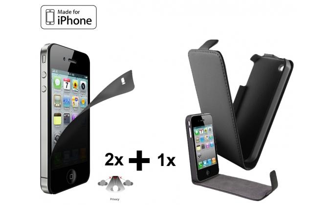 Click to Buy - iPhone 4/S Privacy Pakket + Flipcase