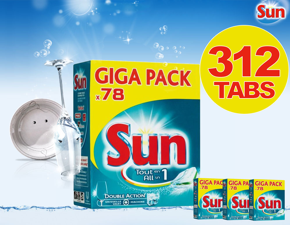 Click to Buy - Jaarvoorraad Sun All-in-1 Tabs voor de Vaatwasser Click to Buy - Jaarvoorraad Sun All-in-1 Tabs voor de Vaatwasser