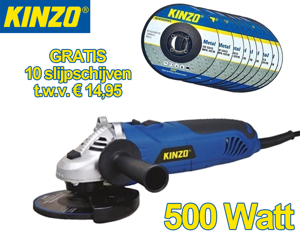 Click to Buy - Kinzo 115mm Haakse Slijper - 10 GRATIS Schijven
