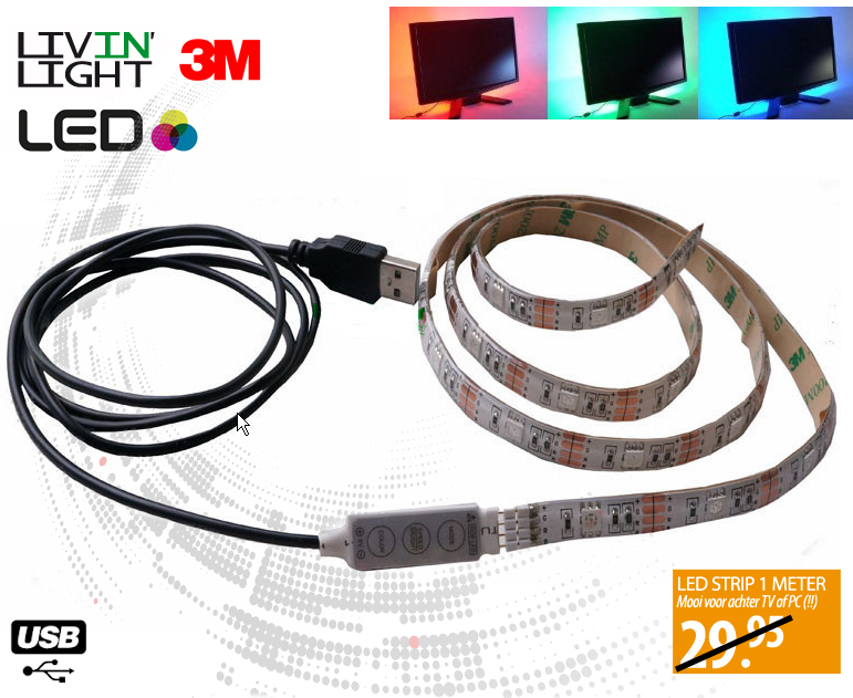 Click to Buy - LED Strip Voor Achter TV of PC (OP=OP)
