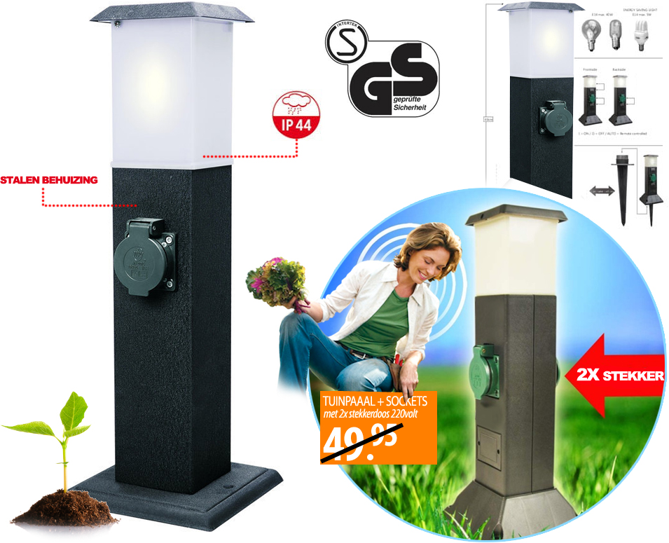 Click to Buy - Luxe Tuinsokkel met Verlichting en Stekkerpunt Click to Buy - Luxe Tuinsokkel met Verlichting en Stekkerpunt