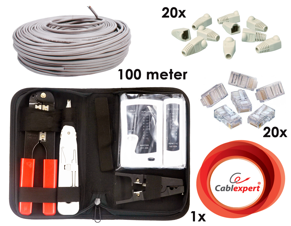 Click to Buy - Netwerkkabel (CAT5e) DIY-kit (100m)