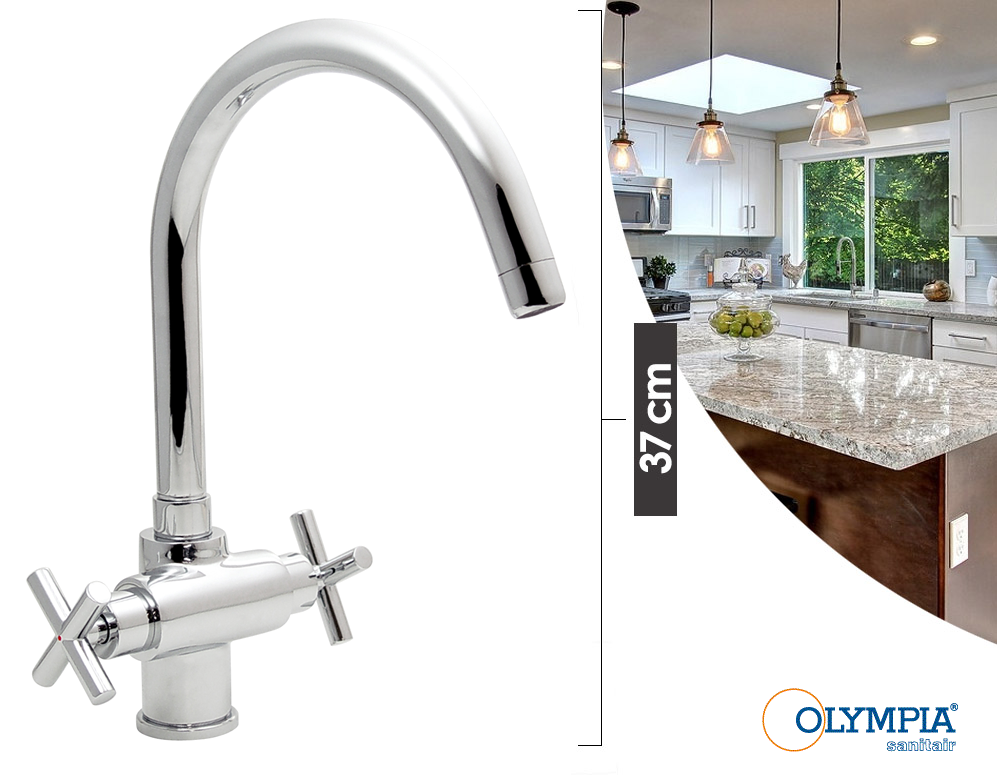 Click to Buy - Olympia Duo Keukenkraan RVS Click to Buy - Olympia Duo Keukenkraan RVS